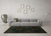 Machine Washable Persian Turquoise Traditional Area Rugs in a Living Room,, wshtr2412turq