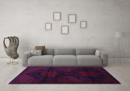 Machine Washable Persian Purple Traditional Area Rugs in a Living Room, wshtr2412pur