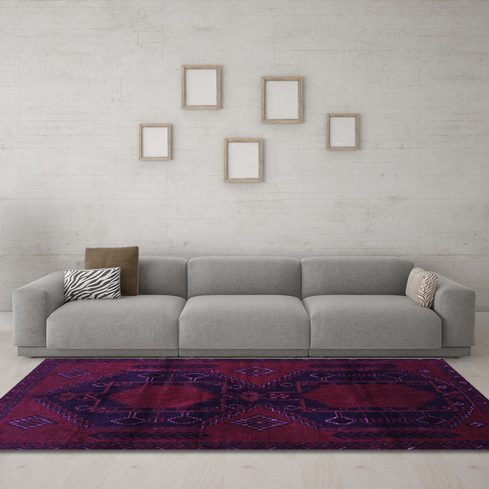 Machine Washable Persian Purple Traditional Area Rugs in a Living Room, wshtr2412pur