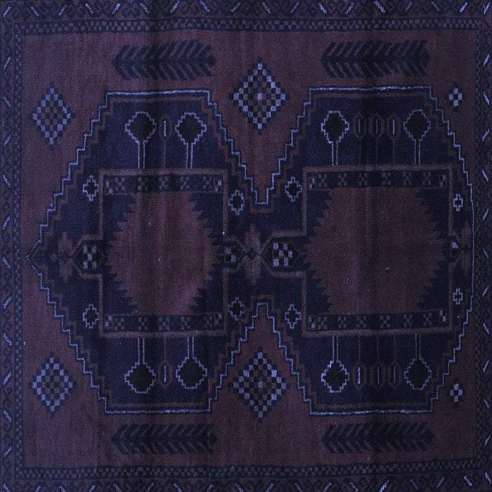 Square Machine Washable Persian Blue Traditional Rug, wshtr2412blu