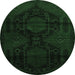 Round Persian Emerald Green Traditional Rug, tr2412emgrn