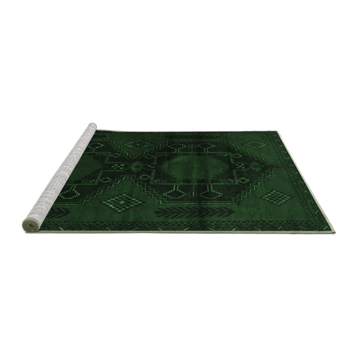 Sideview of Machine Washable Persian Emerald Green Traditional Area Rugs, wshtr2412emgrn