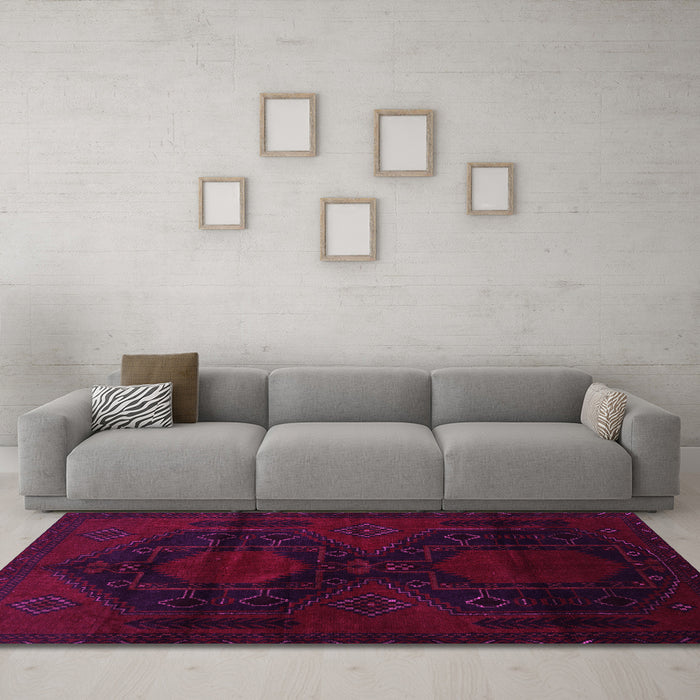 Machine Washable Persian Pink Traditional Rug in a Living Room, wshtr2412pnk