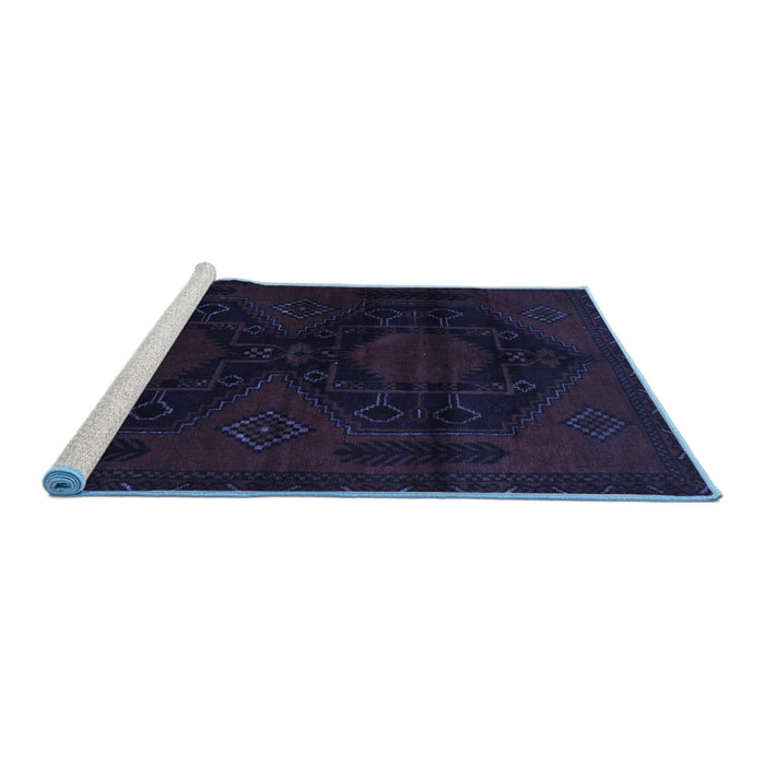Sideview of Machine Washable Persian Blue Traditional Rug, wshtr2412blu
