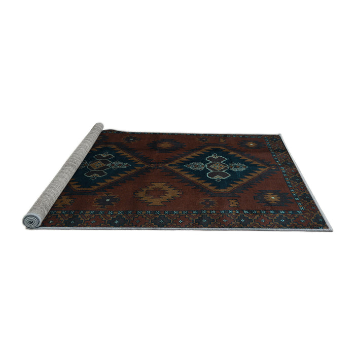 Sideview of Machine Washable Persian Light Blue Traditional Rug, wshtr2413lblu