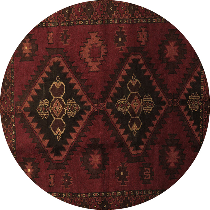 Round Persian Brown Traditional Rug, tr2413brn