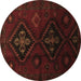 Round Persian Brown Traditional Rug, tr2413brn