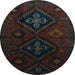 Round Persian Light Blue Traditional Rug, tr2413lblu