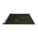 Sideview of Machine Washable Persian Turquoise Traditional Area Rugs, wshtr2413turq