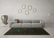 Machine Washable Persian Turquoise Traditional Area Rugs in a Living Room,, wshtr2413turq