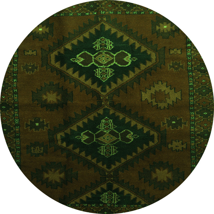 Square Persian Green Traditional Rug, tr2413grn