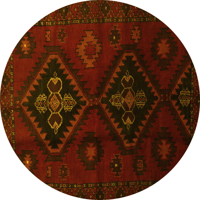 Round Persian Yellow Traditional Rug, tr2413yw