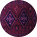 Round Machine Washable Persian Purple Traditional Area Rugs, wshtr2413pur