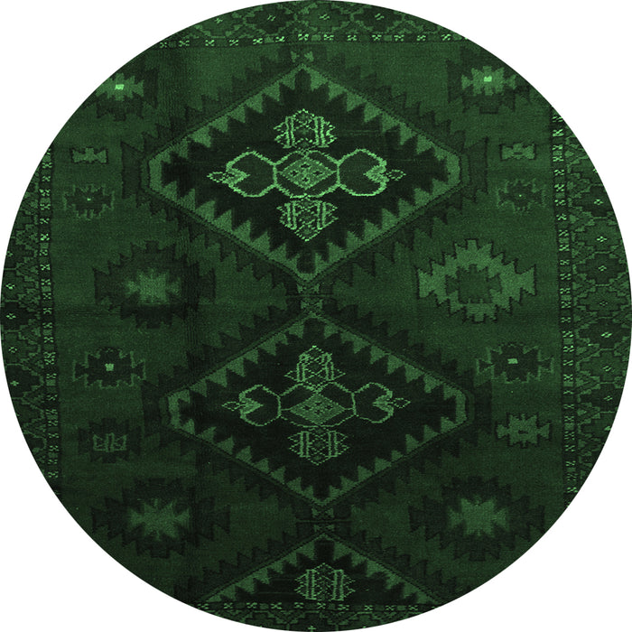 Round Persian Emerald Green Traditional Rug, tr2413emgrn