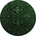 Round Persian Emerald Green Traditional Rug, tr2413emgrn