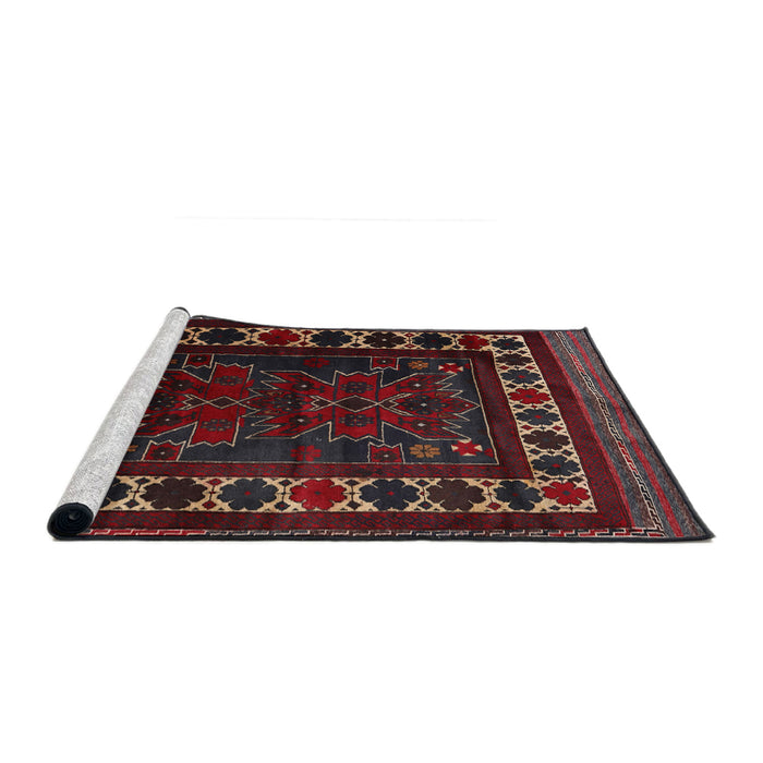 Sideview of Machine Washable Traditional Red Wine or Wine Red Rug, wshtr2414