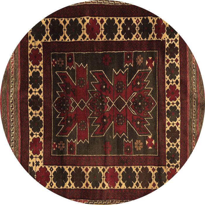 Round Persian Brown Traditional Rug, tr2414brn