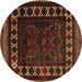 Round Persian Brown Traditional Rug, tr2414brn