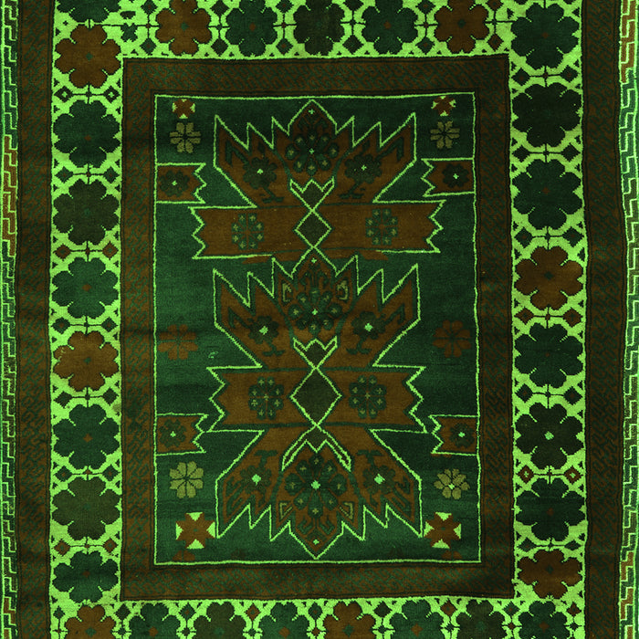 Serging Thickness of Machine Washable Persian Green Traditional Area Rugs, wshtr2414grn