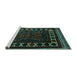 Sideview of Machine Washable Persian Turquoise Traditional Area Rugs, wshtr2414turq