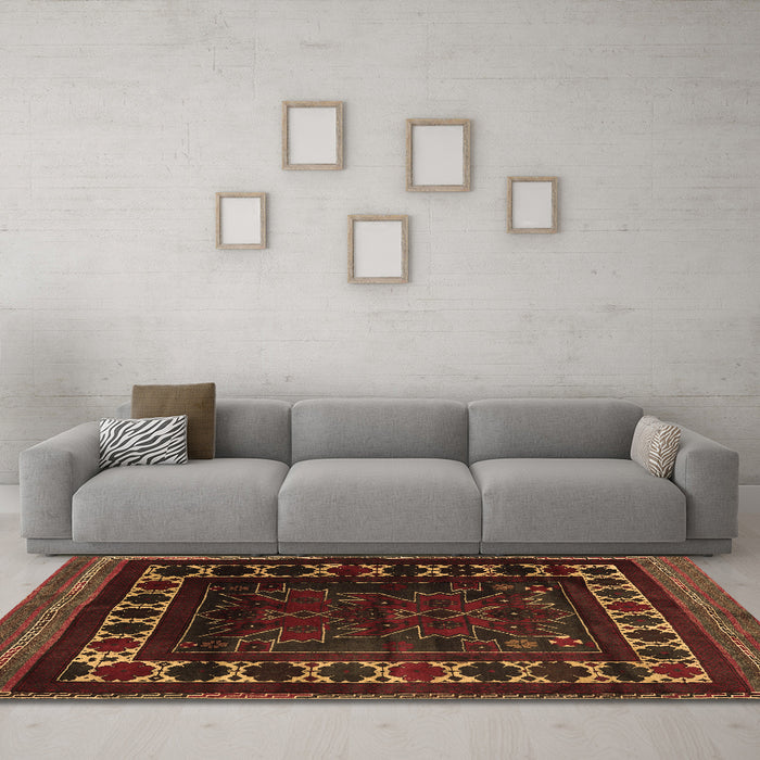 Machine Washable Persian Brown Traditional Rug in a Living Room,, wshtr2414brn