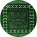 Round Persian Emerald Green Traditional Rug, tr2414emgrn