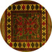 Round Machine Washable Persian Yellow Traditional Rug, wshtr2414yw