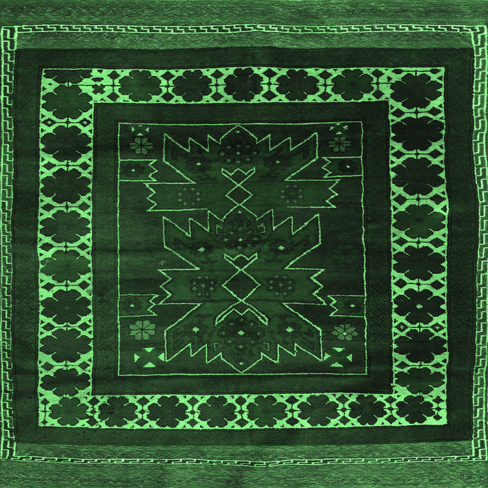 Square Persian Emerald Green Traditional Rug, tr2414emgrn