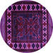 Round Machine Washable Persian Purple Traditional Area Rugs, wshtr2414pur