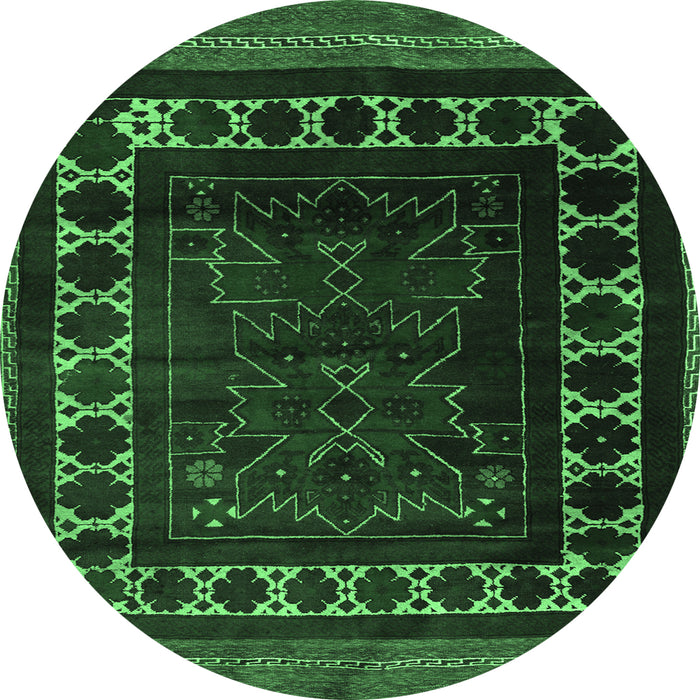 Round Machine Washable Persian Emerald Green Traditional Area Rugs, wshtr2414emgrn