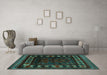 Machine Washable Persian Turquoise Traditional Area Rugs in a Living Room,, wshtr2414turq