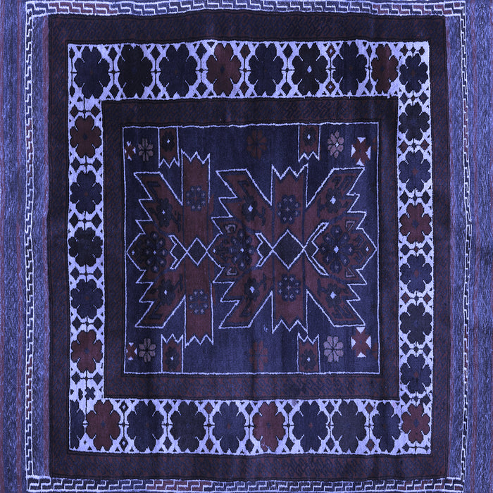 Square Machine Washable Persian Blue Traditional Rug, wshtr2414blu