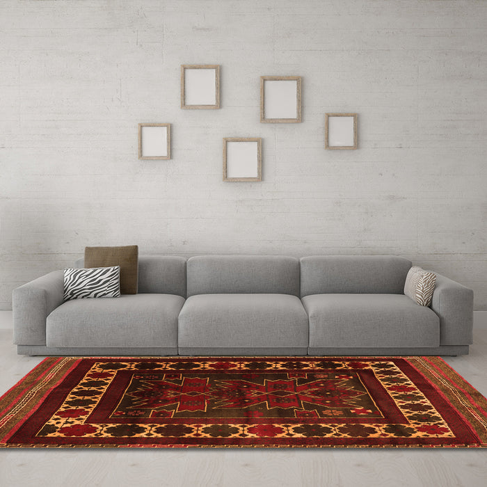 Machine Washable Persian Orange Traditional Area Rugs in a Living Room, wshtr2414org