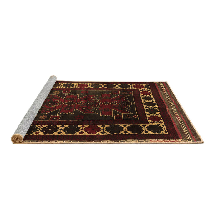 Sideview of Machine Washable Persian Brown Traditional Rug, wshtr2414brn