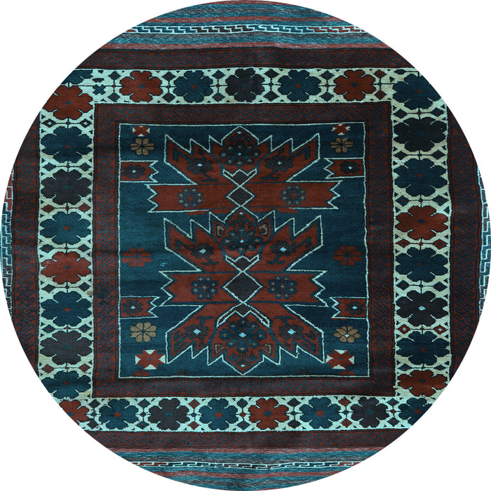 Round Machine Washable Persian Light Blue Traditional Rug, wshtr2414lblu