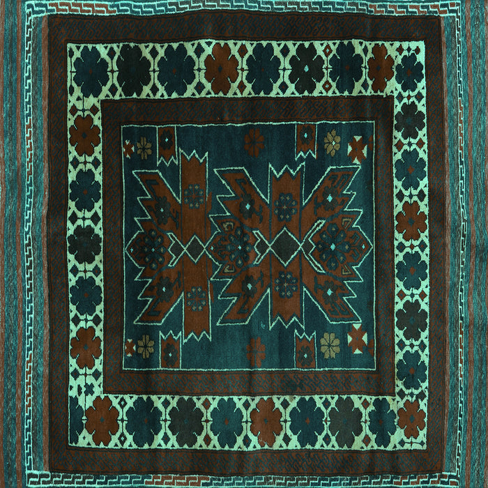 Square Persian Turquoise Traditional Rug, tr2414turq