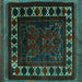 Square Persian Turquoise Traditional Rug, tr2414turq