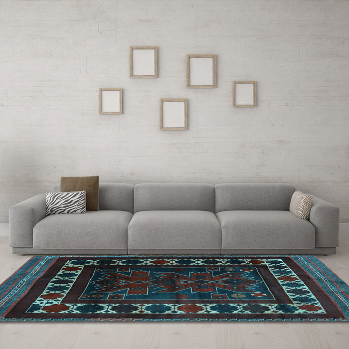 Machine Washable Persian Light Blue Traditional Rug in a Living Room, wshtr2414lblu