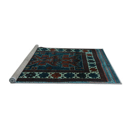 Sideview of Machine Washable Persian Light Blue Traditional Rug, wshtr2414lblu