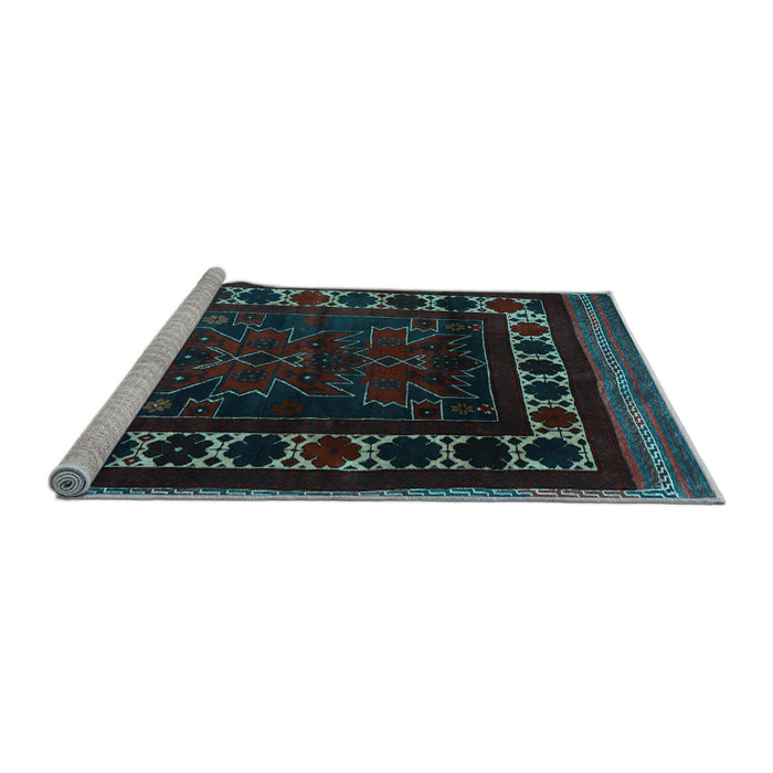 Sideview of Machine Washable Persian Light Blue Traditional Rug, wshtr2414lblu