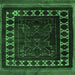 Square Machine Washable Persian Emerald Green Traditional Area Rugs, wshtr2414emgrn