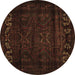Round Persian Brown Traditional Rug, tr2415brn