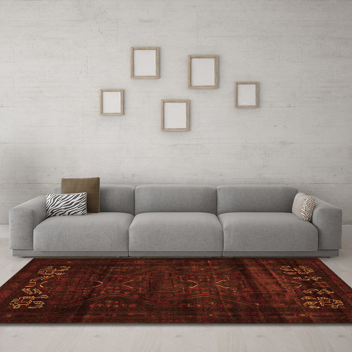 Machine Washable Persian Orange Traditional Area Rugs in a Living Room, wshtr2415org