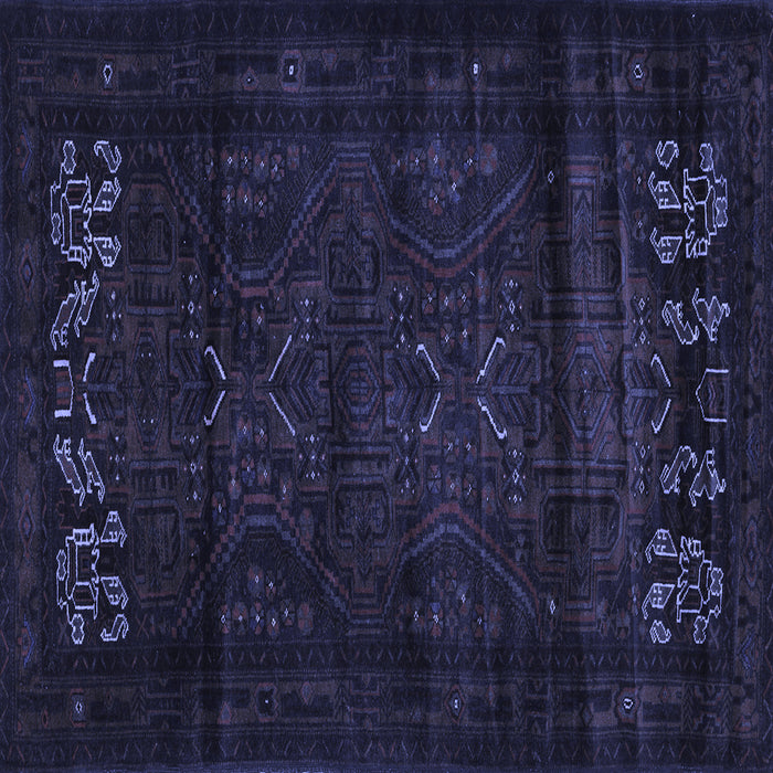 Square Machine Washable Persian Blue Traditional Rug, wshtr2415blu