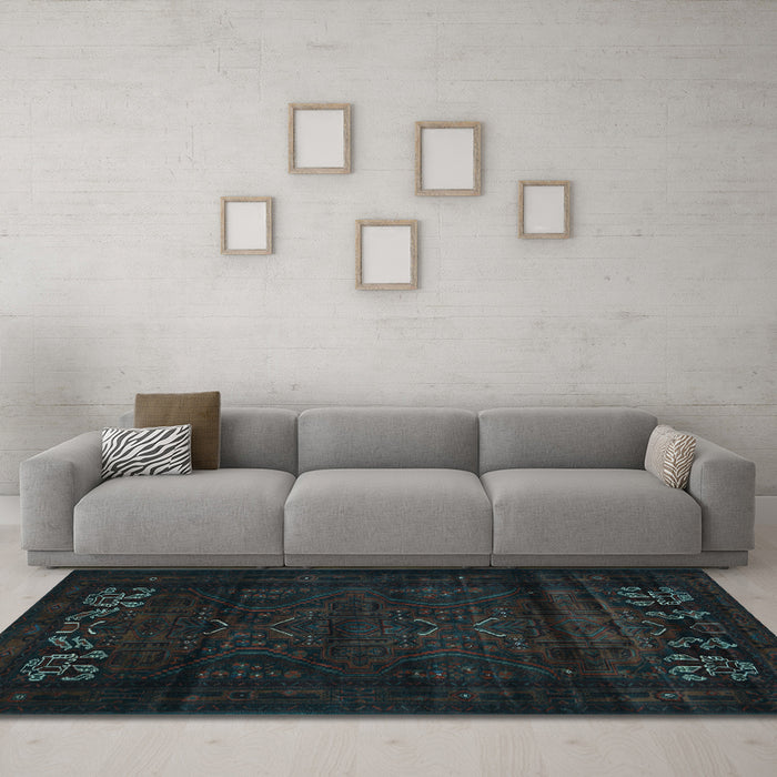 Machine Washable Persian Light Blue Traditional Rug in a Living Room, wshtr2415lblu