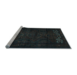 Sideview of Machine Washable Persian Light Blue Traditional Rug, wshtr2415lblu