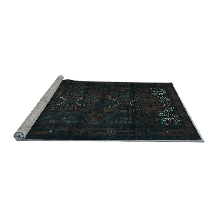 Sideview of Machine Washable Persian Light Blue Traditional Rug, wshtr2415lblu