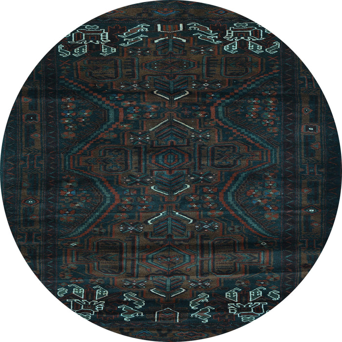 Round Machine Washable Persian Light Blue Traditional Rug, wshtr2415lblu
