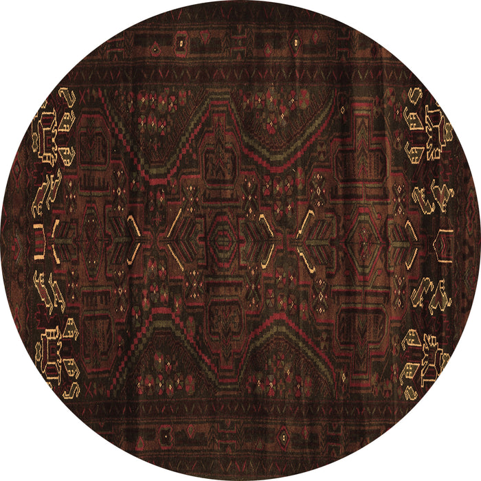 Round Machine Washable Persian Brown Traditional Rug, wshtr2415brn