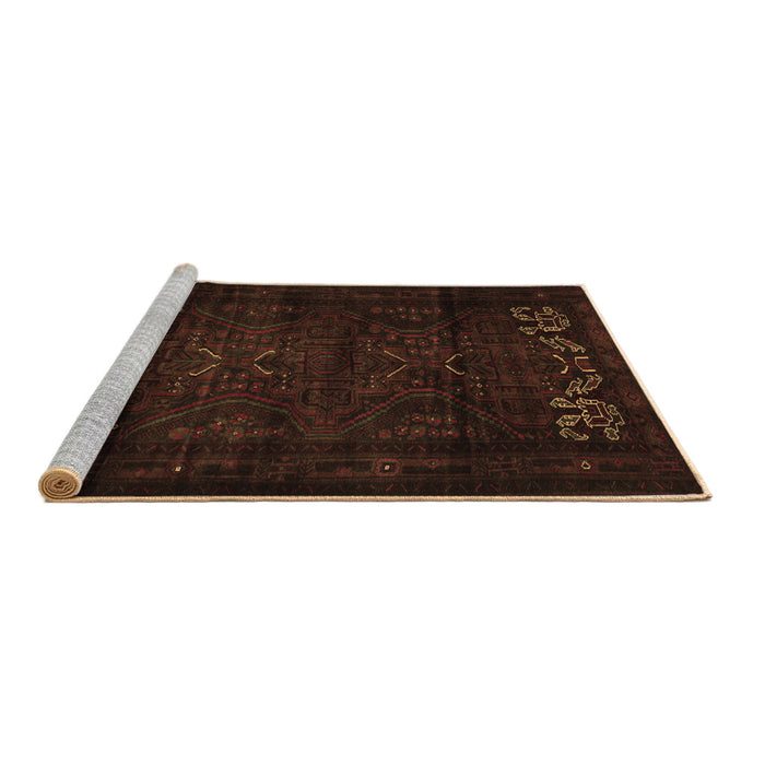 Sideview of Machine Washable Persian Brown Traditional Rug, wshtr2415brn